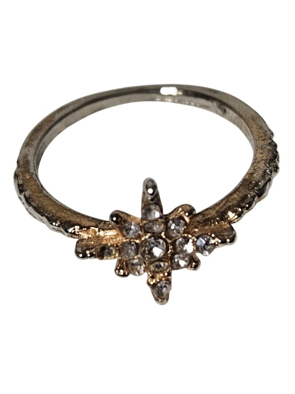 Elegant Floral Ring Crystal Accents Silver Gold Tone Classic Fashion Jewelry